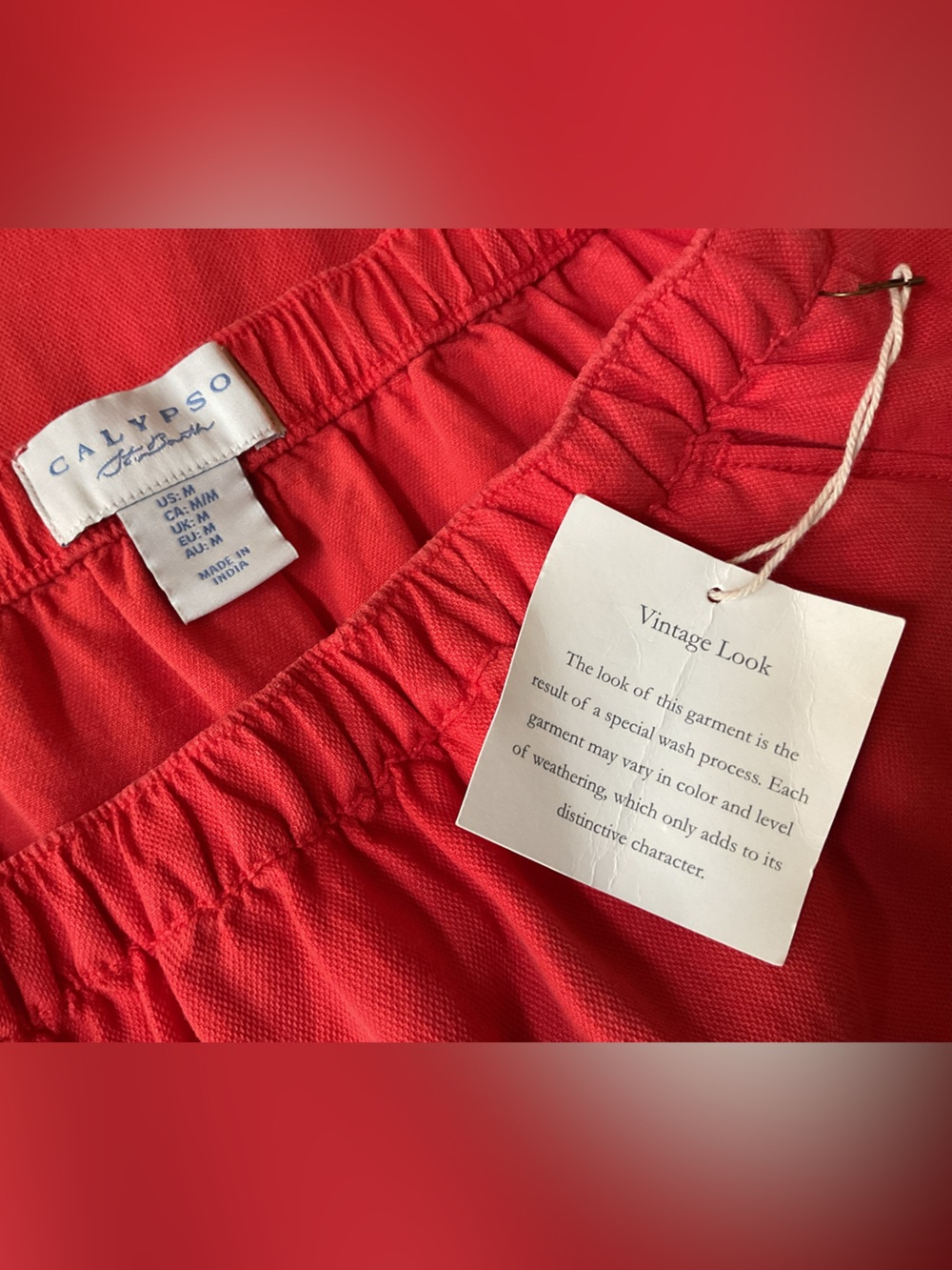 Calypso red linen blend skirt, Medium, New - Picture 4 of 5